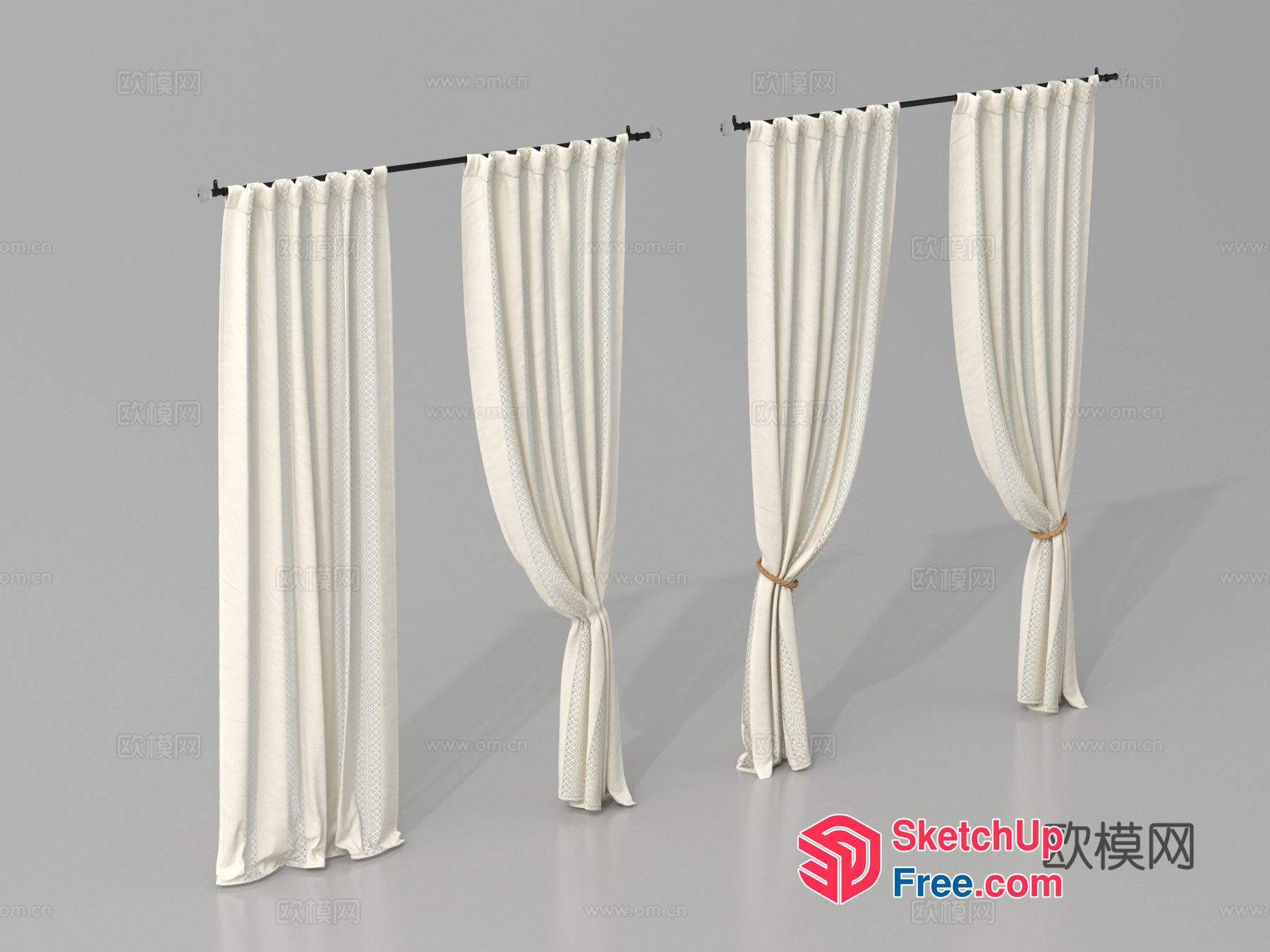 Elegant White Curtain Collection 3D SketchUp File