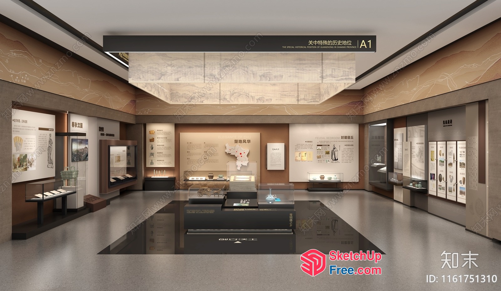 Museum Display Hall With Ancient Artifacts 3D SketchUp File