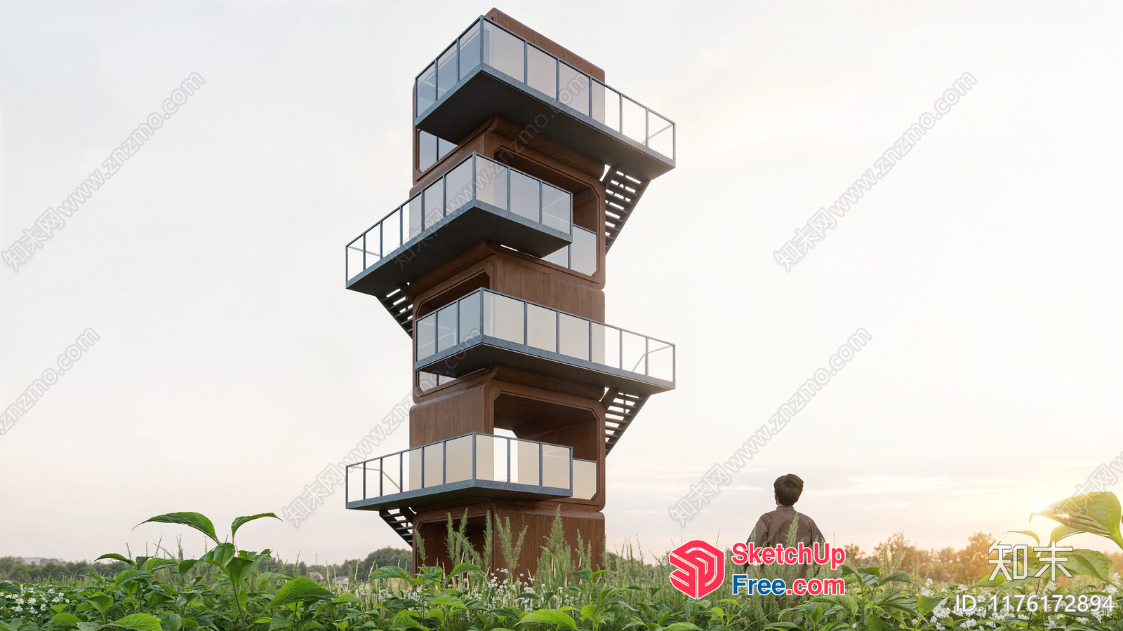 Modern Outdoor Observation Tower 3D SketchUp File