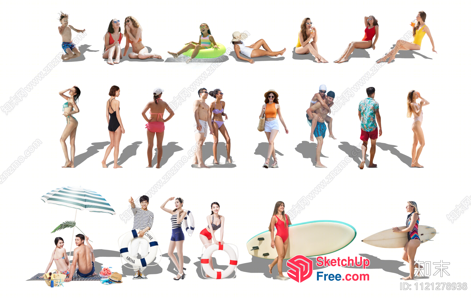 People In Various Beach Outfits 3D SketchUp File