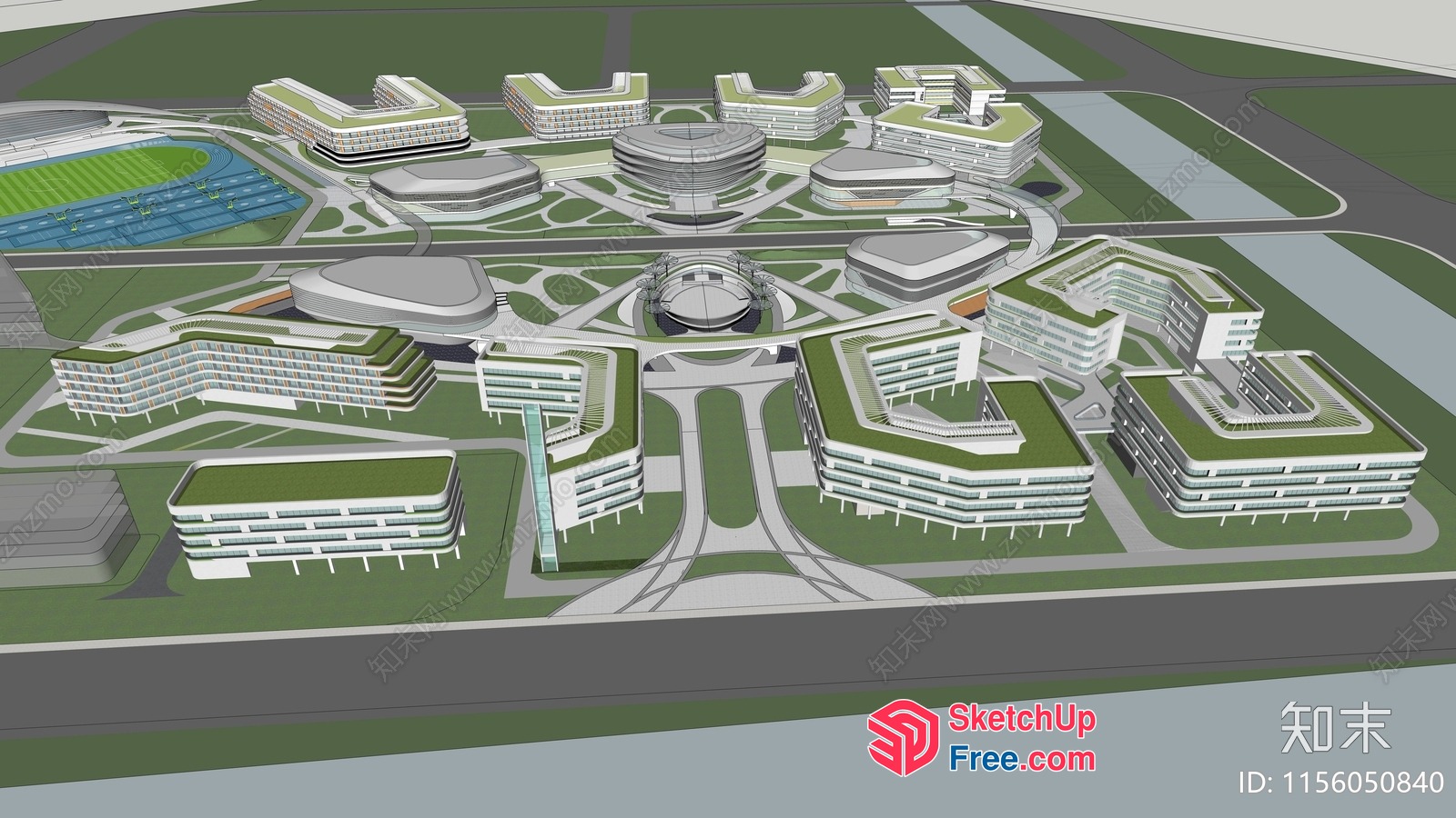 Futuristic Industrial Park 3D SketchUp File
