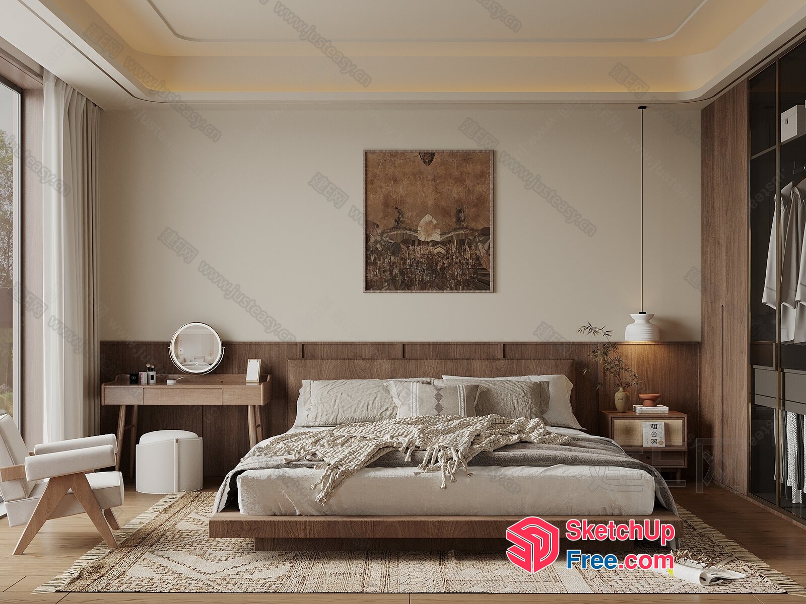 Elegant And Modern Bedroom Interior 3D SketchUp File