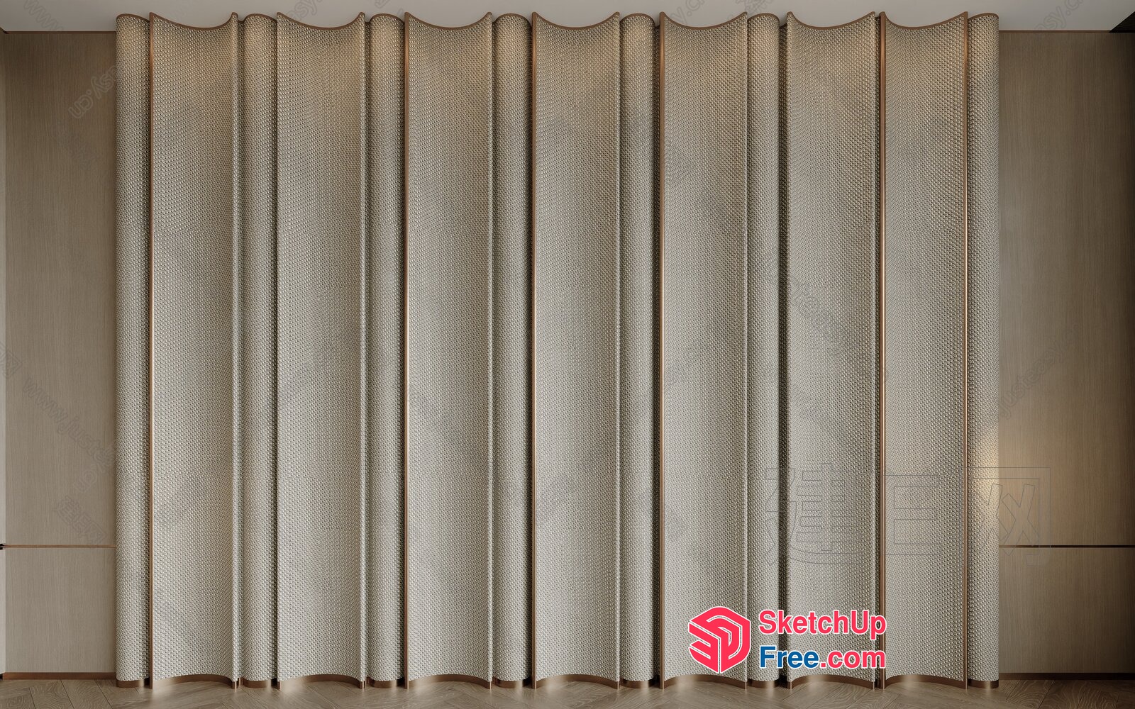 Partition Screen With Woven Textured Fabric 3D SketchUp File