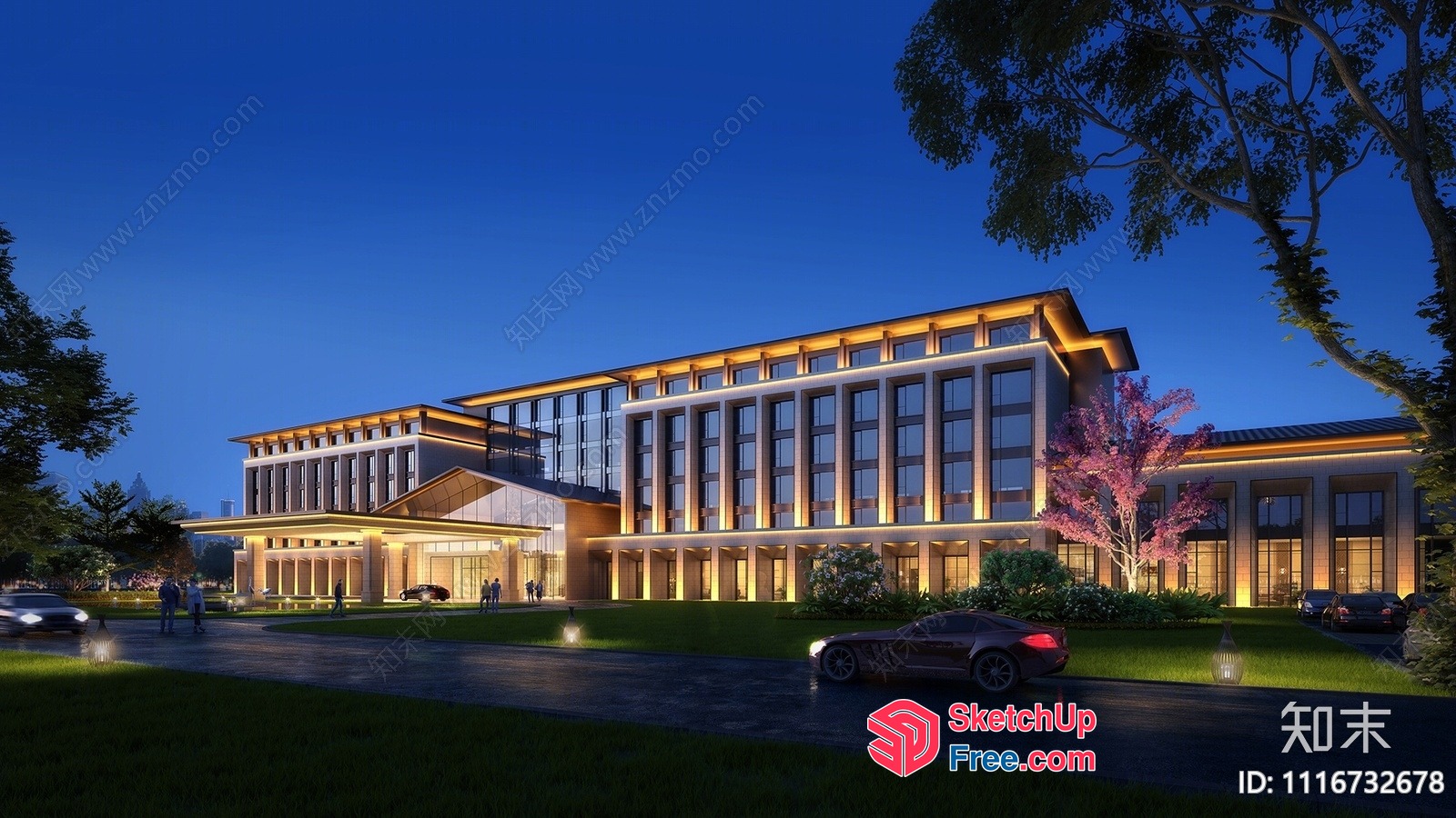 Luxurious Modern Building Exterior 3D SketchUp File