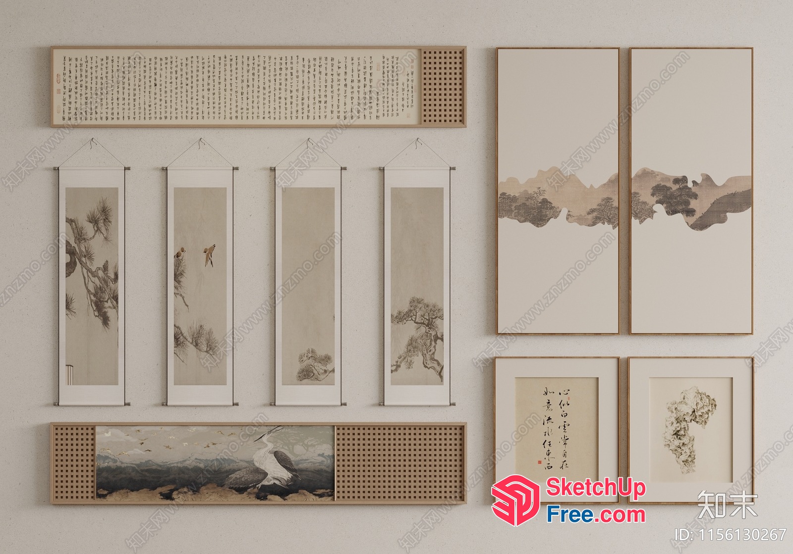 Asian-Inspired Wall Art Collection 3D SketchUp File