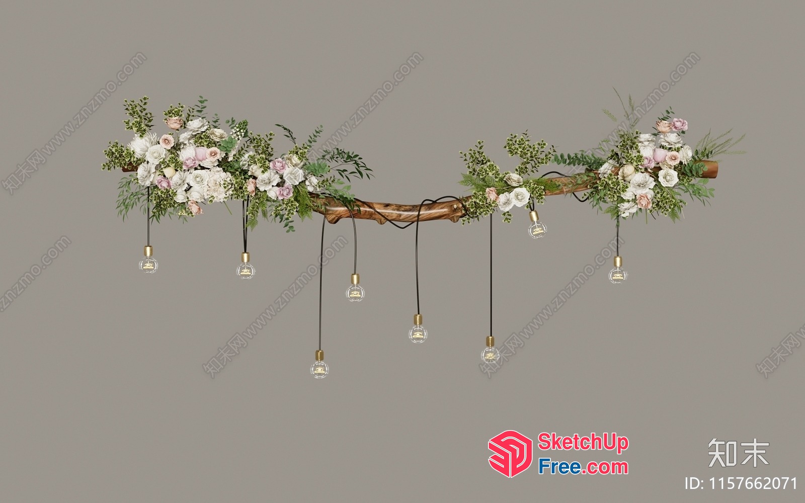 Elegant Floral Arrangement With Hanging Lights 3D SketchUp File
