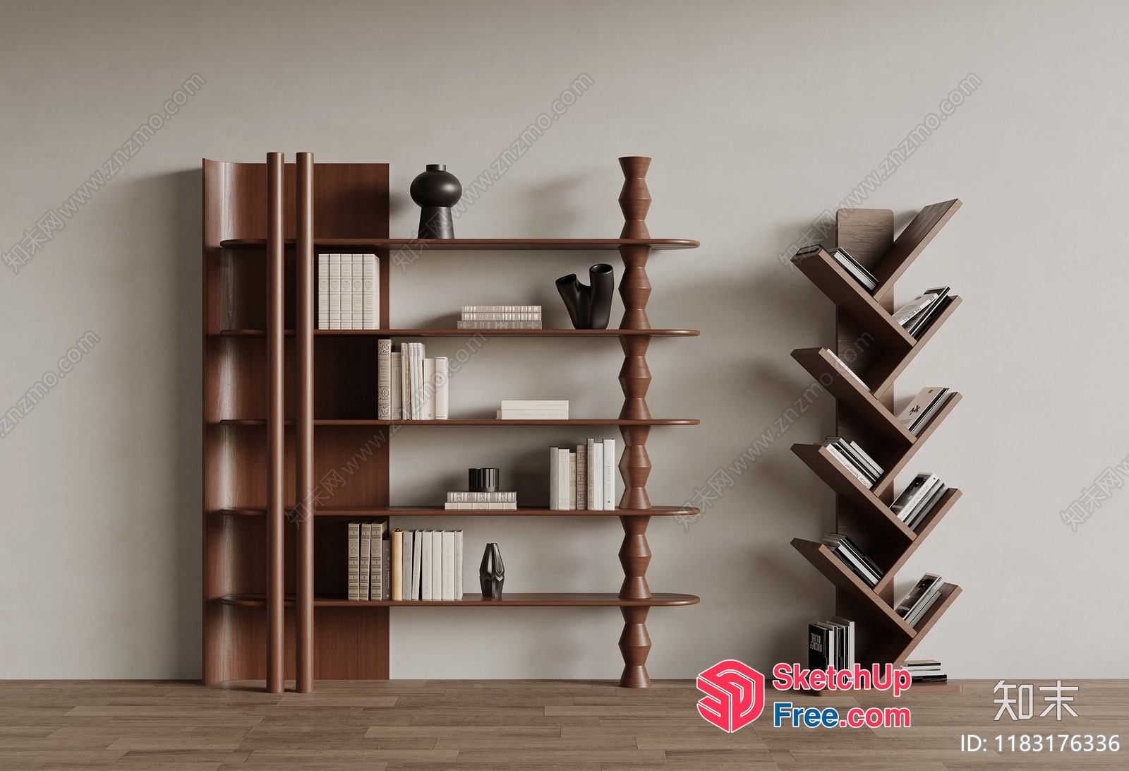 Modern Bookshelf And Staircase Furniture 3D SketchUp File