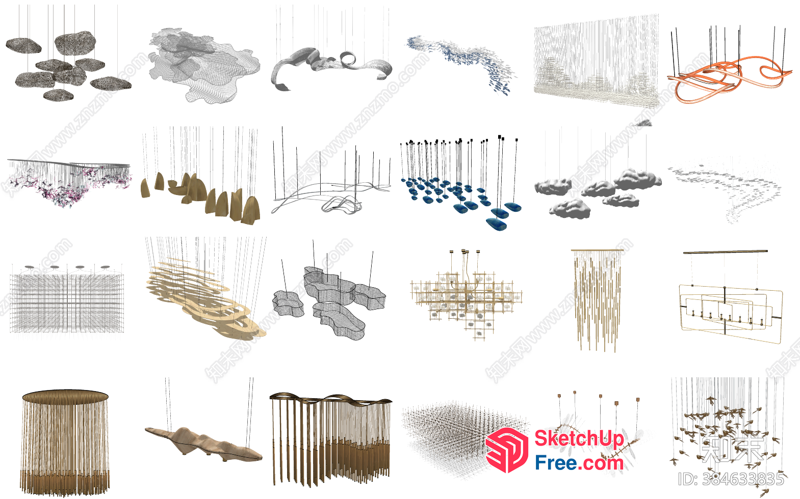 Intricate Modern Hanging Decorations 3D SketchUp File