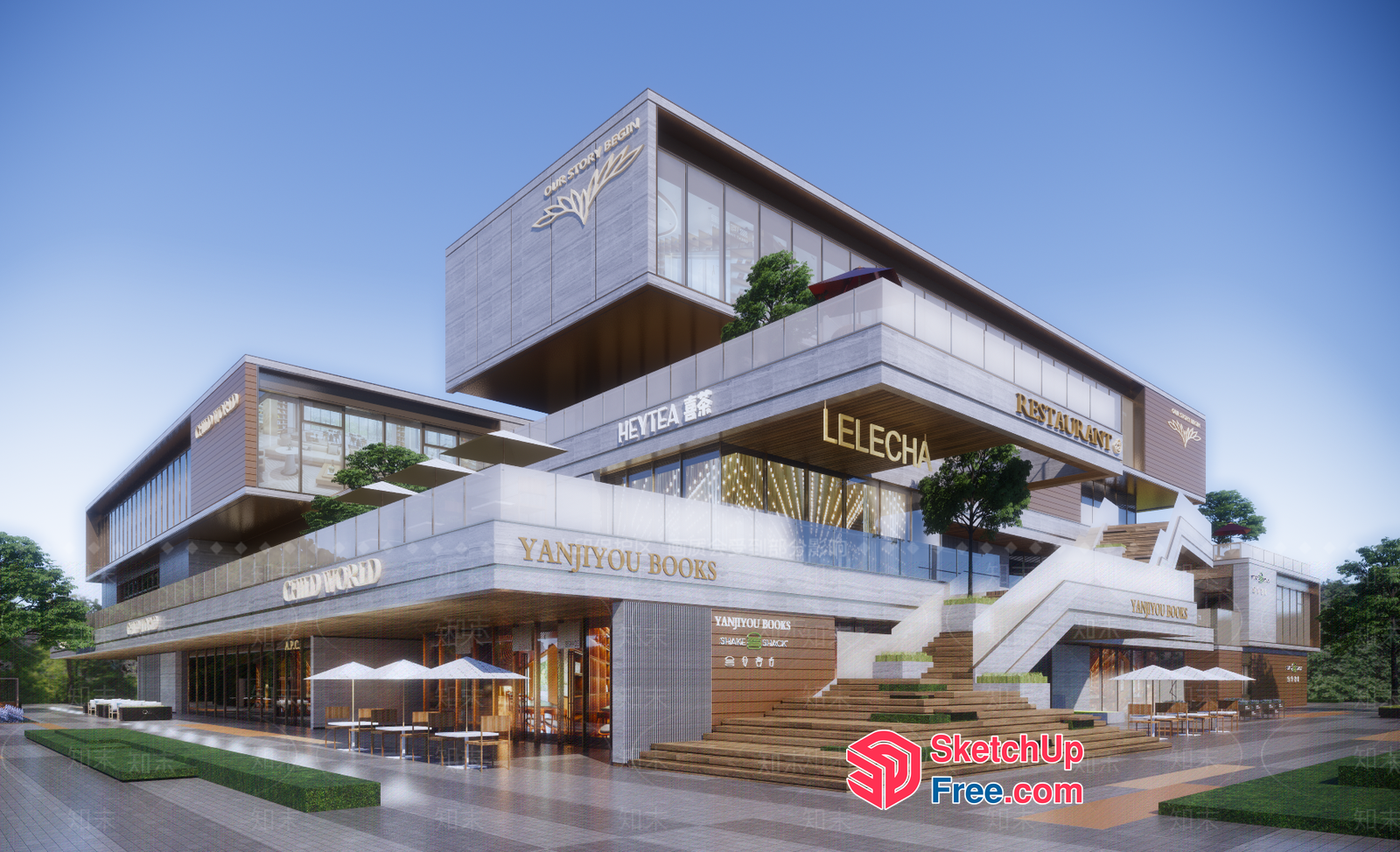Modern Commercial Street Cladding 3D SketchUp File