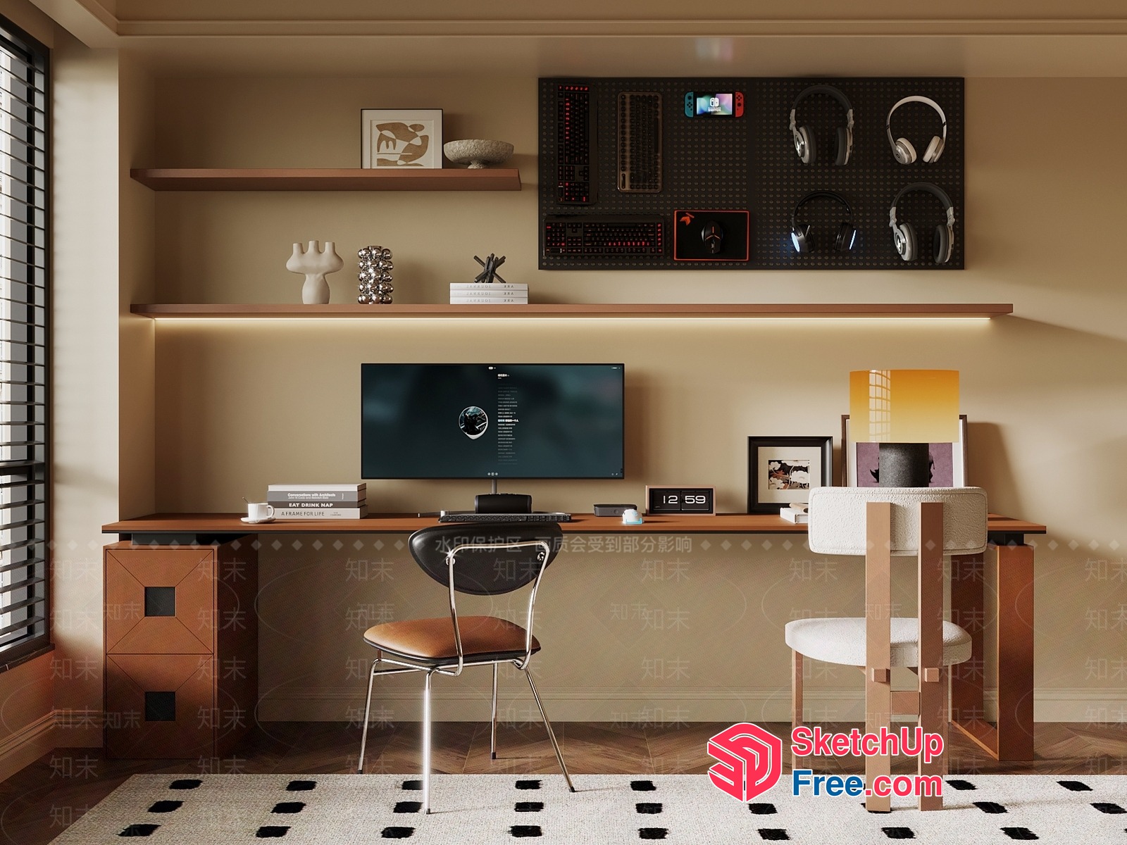 Modern Minimalist Home Office Space 3D SketchUp File