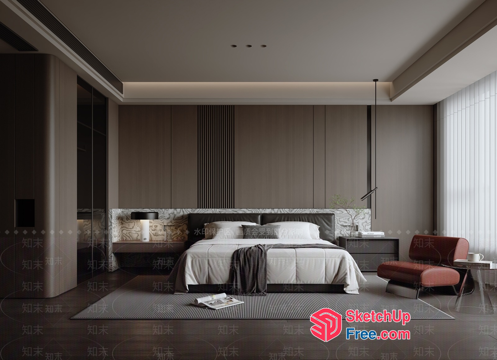 Modern Bedroom With Sleek Furniture And Natural Light 3D SketchUp File