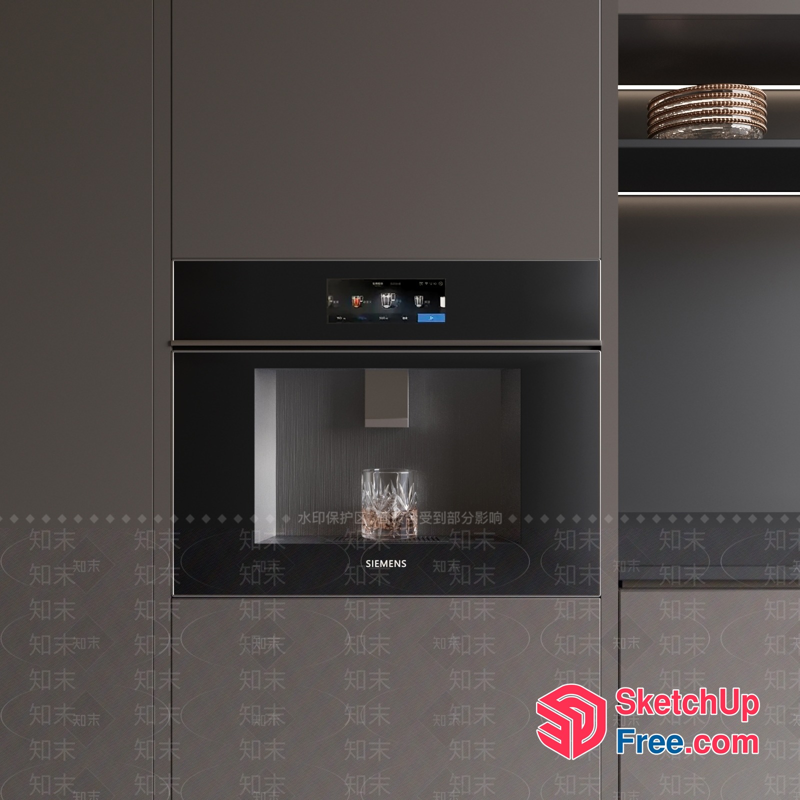 Modern Kitchen With Glass Door And Siemens Branding 3D SketchUp File