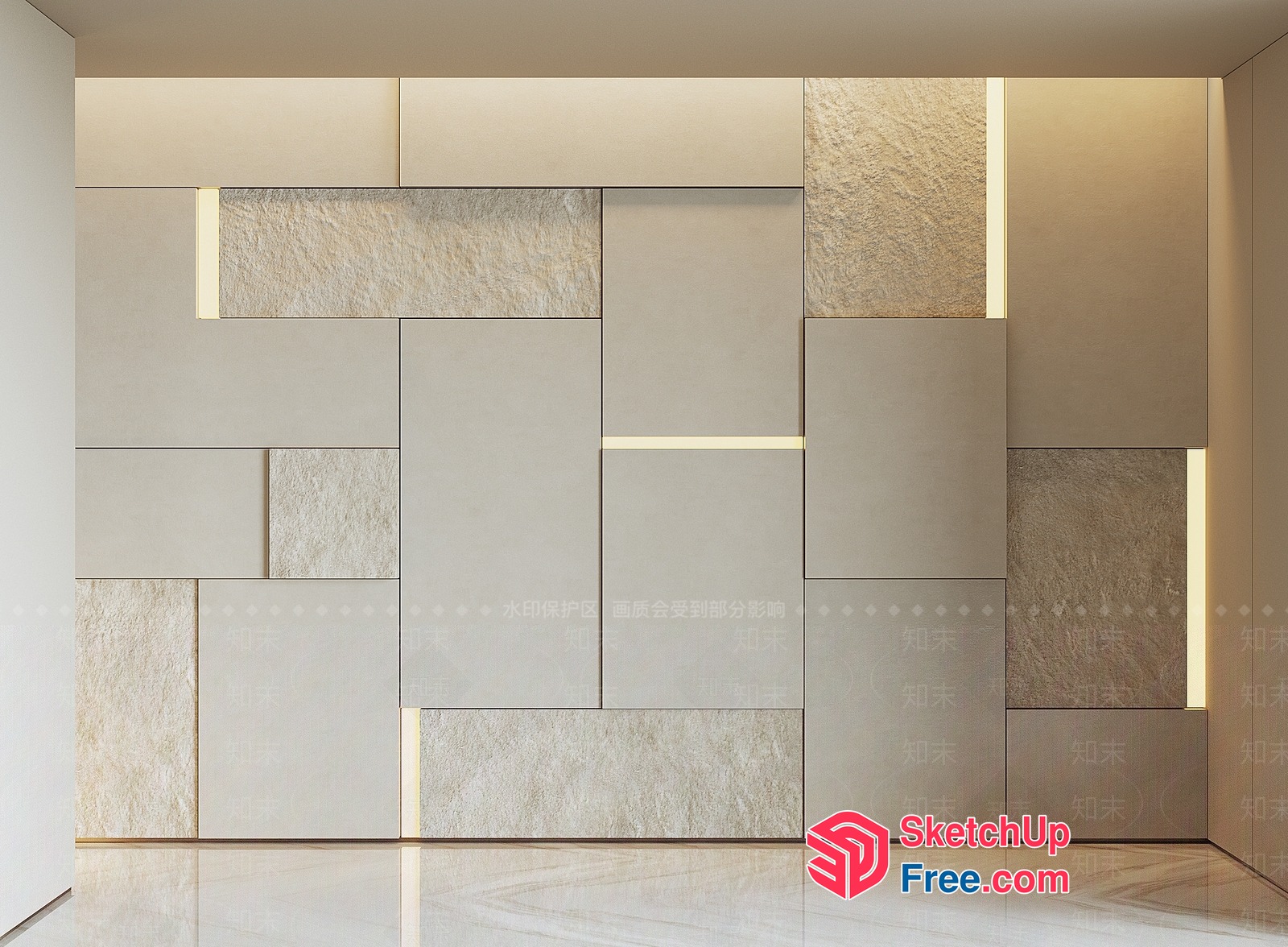 Modern Minimalist White And Beige Wall Decor 3D SketchUp File