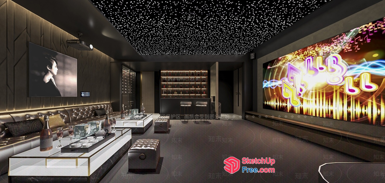Luxurious Modern Entertainment Room With High-Tech Features 3D SketchUp File