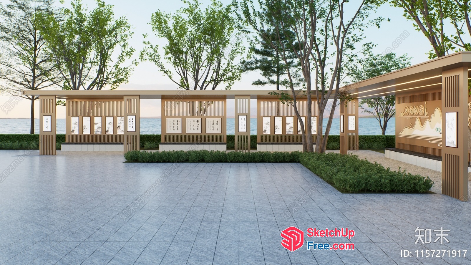 Outdoor Seating Area With Waterfront Views 3D SketchUp File