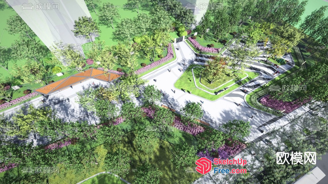 Aerial View Of A Serene And Well-Maintained Road In A Park 3D SketchUp File