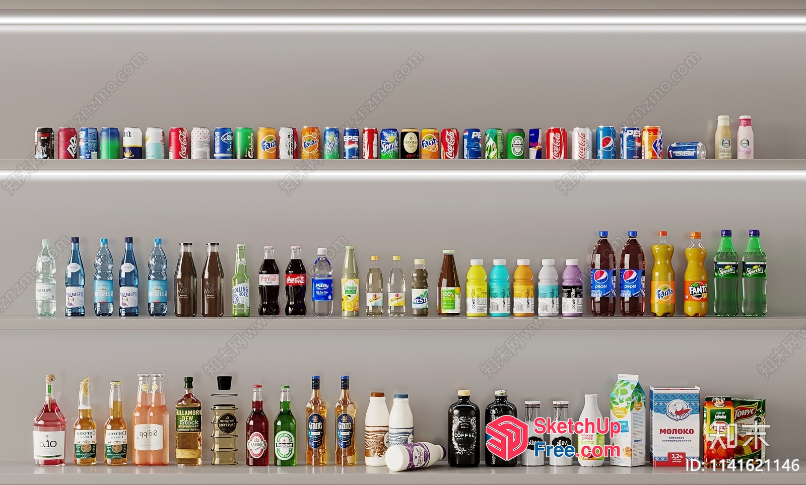 A Variety Of Drinks And Beverages On Display 3D SketchUp File