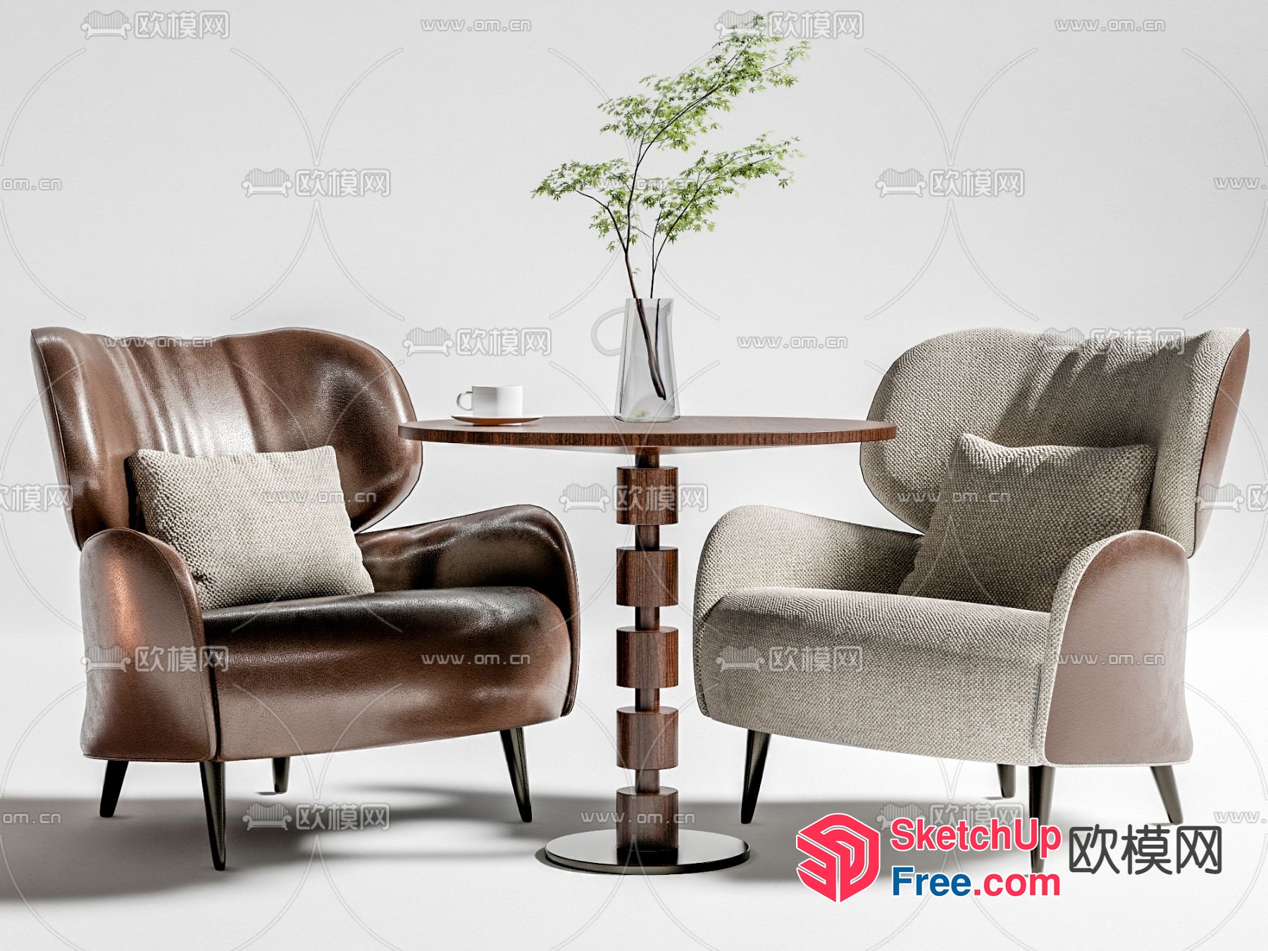 Modern Furniture Set With Chairs And Table 3D SketchUp File