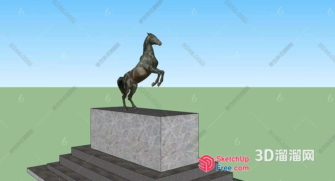 Horse Statue On Pedestal 3D SketchUp File