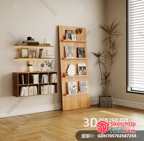 Elegant Living Room With Modern Wood Decor And Natural Light 3D SketchUp File