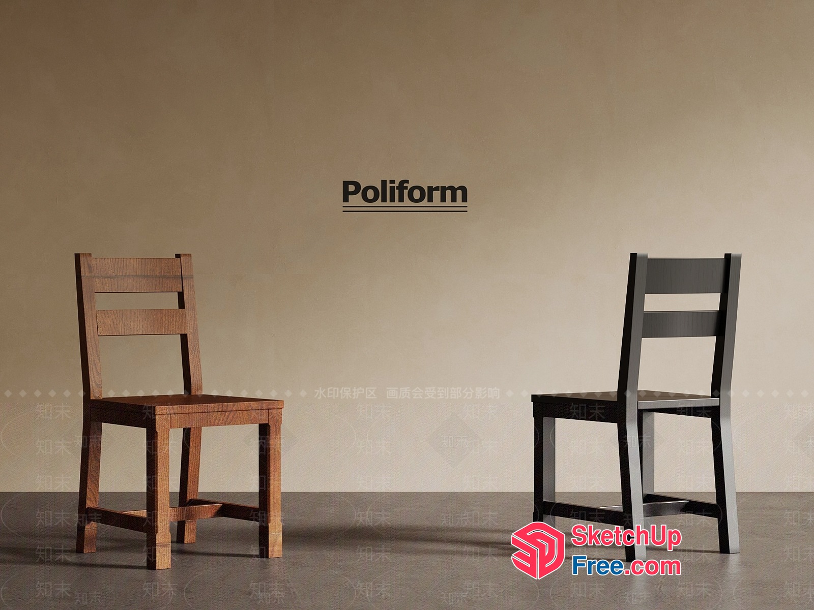 Two Chairs In A Minimalist Setting 3D SketchUp File