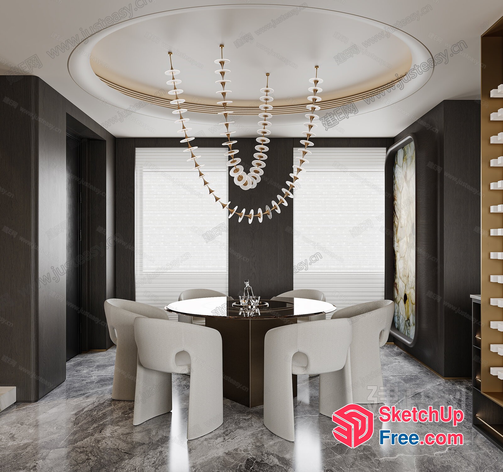 Elegant And Modern Dining Room Design 3D SketchUp File