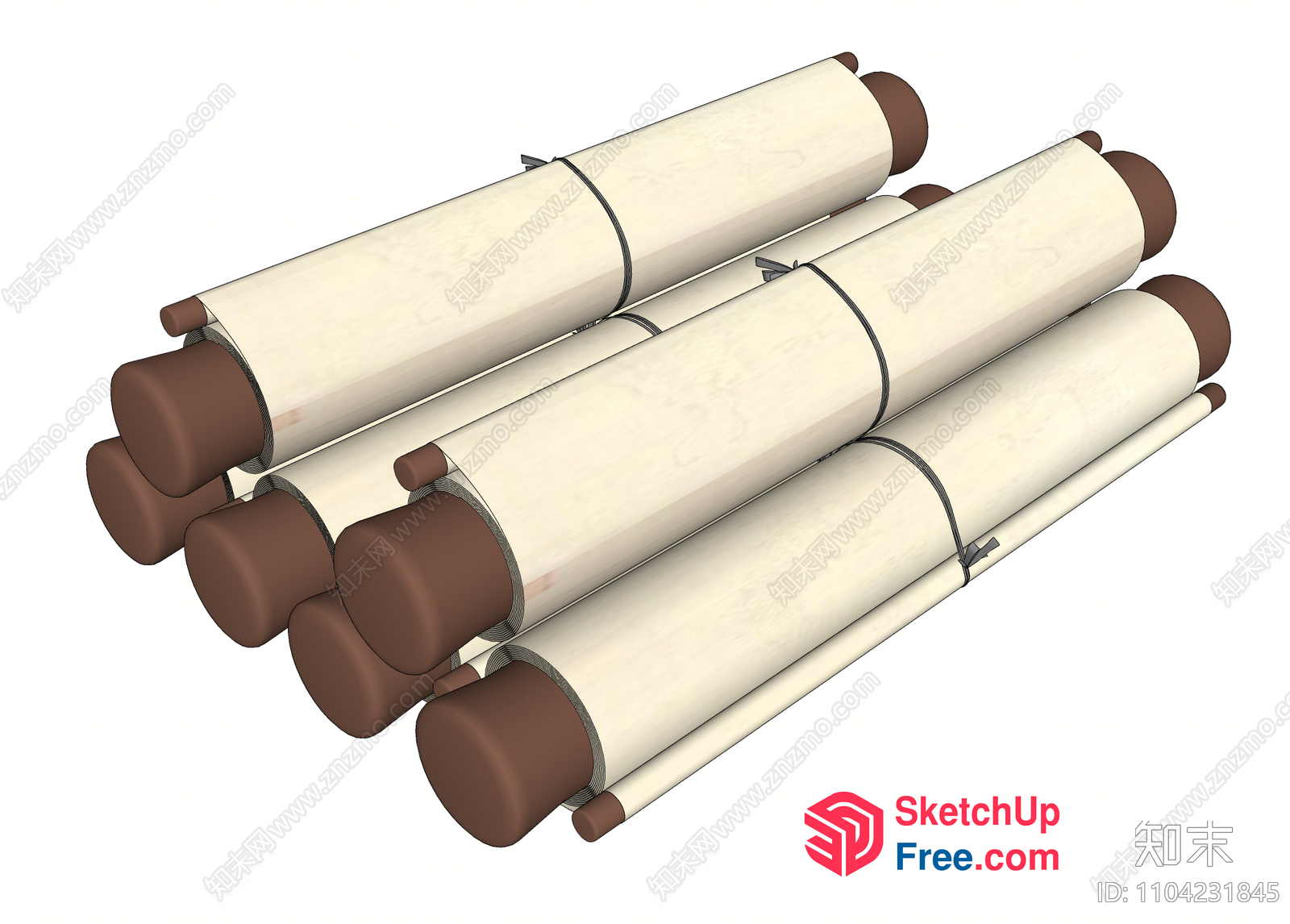 Wooden And Brown Rolled-Up Items 3D SketchUp File