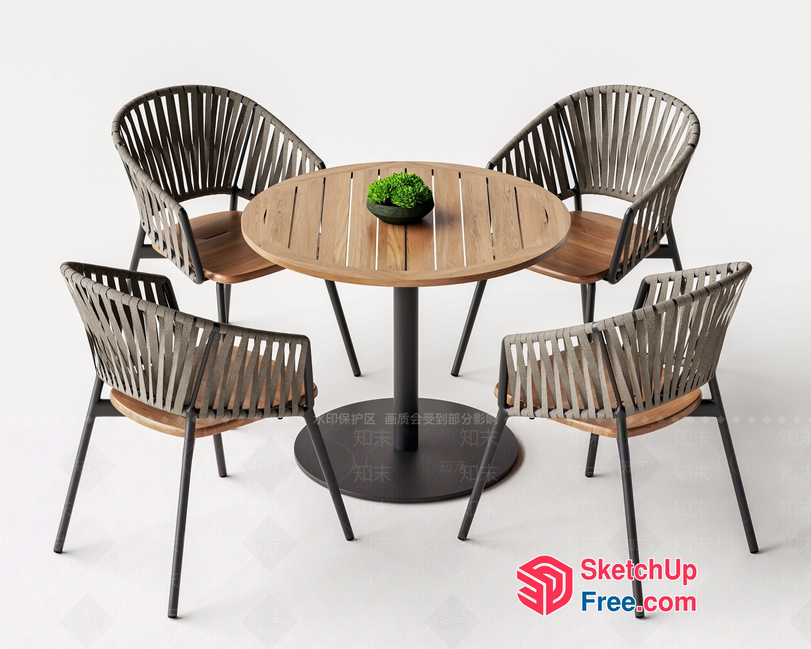 Modern Outdoor Dining Set With Round Table And Chairs 3D SketchUp File
