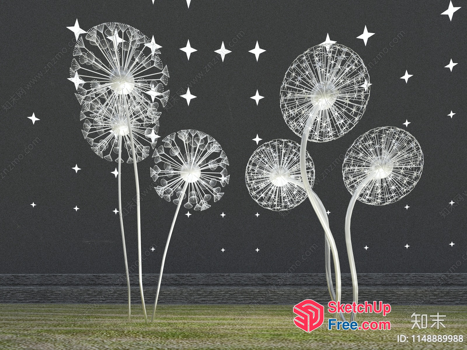 Dandelion-Inspired Glass Decorations 3D SketchUp File