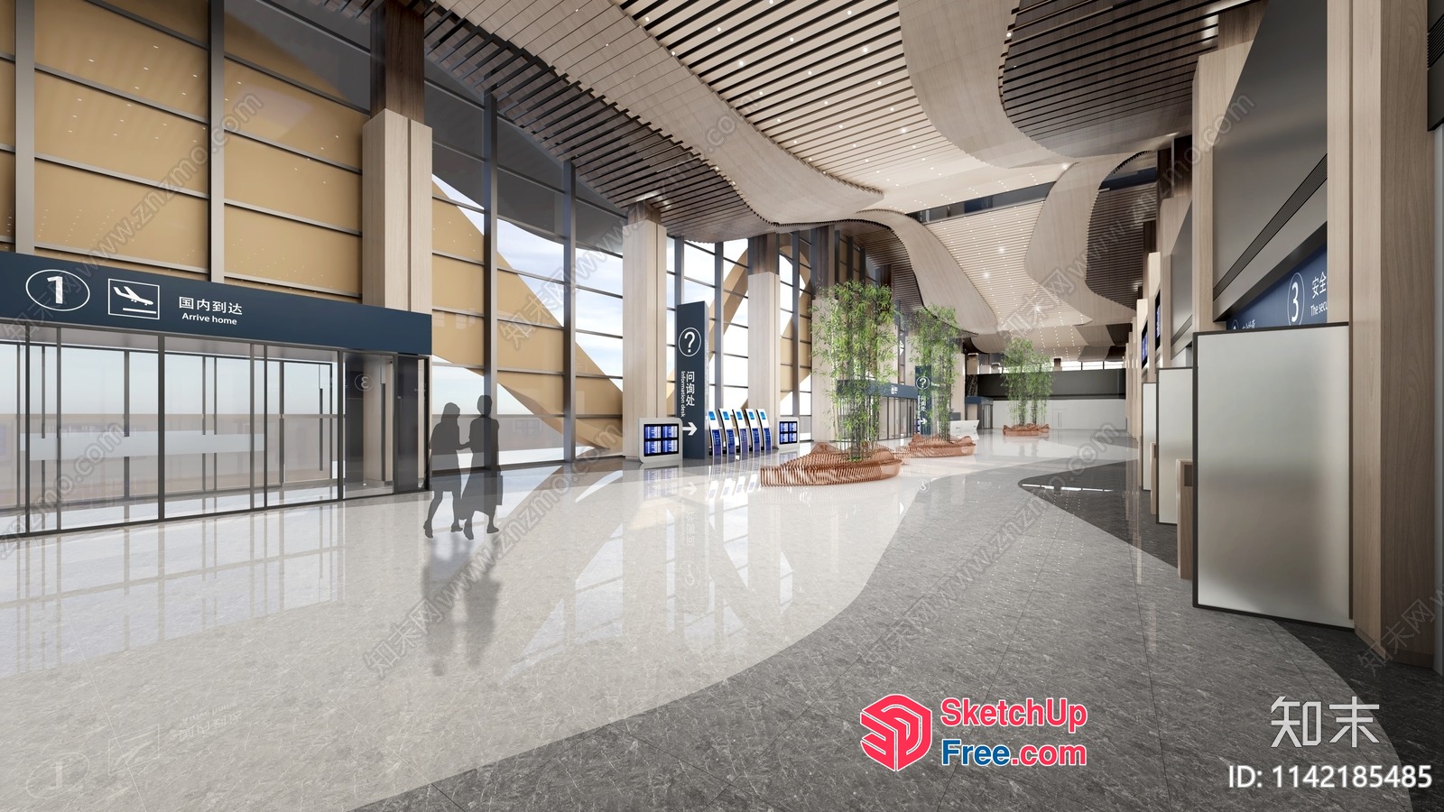 Modern Airport Interior With Sleek Architecture And Natural Light 3D SketchUp File