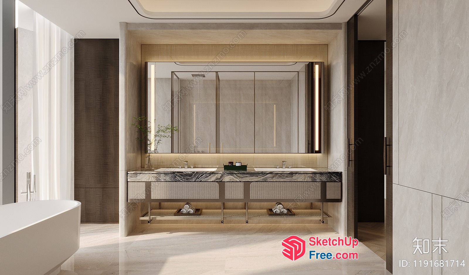 Elegant Modern Bathroom Interior 3D SketchUp File