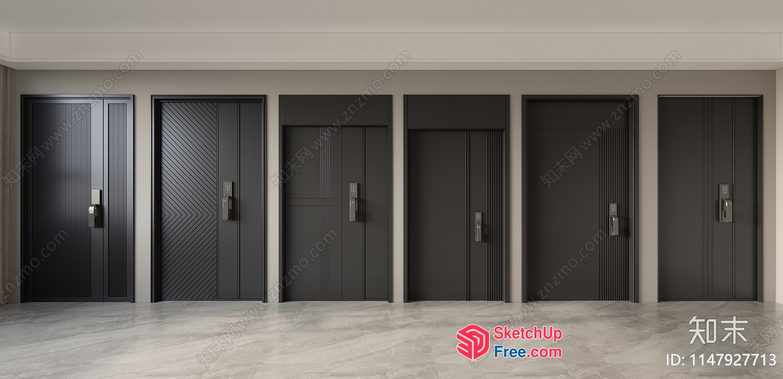 Elevators In A Commercial Office Building Interior 3D SketchUp File