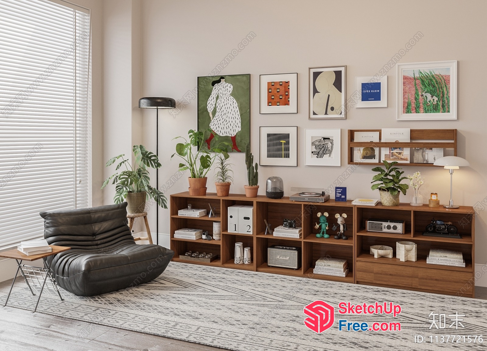 Modern Living Room With Artwork And Plants 3D SketchUp File