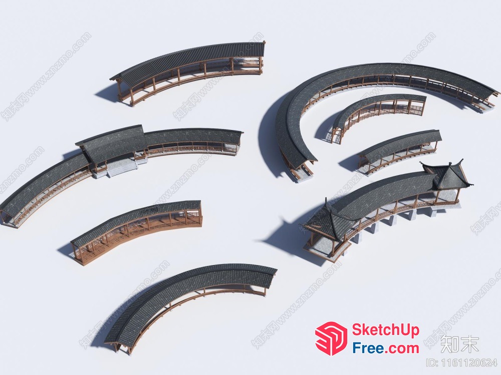 Asian Style Roofing And Balcony Set 3D SketchUp File