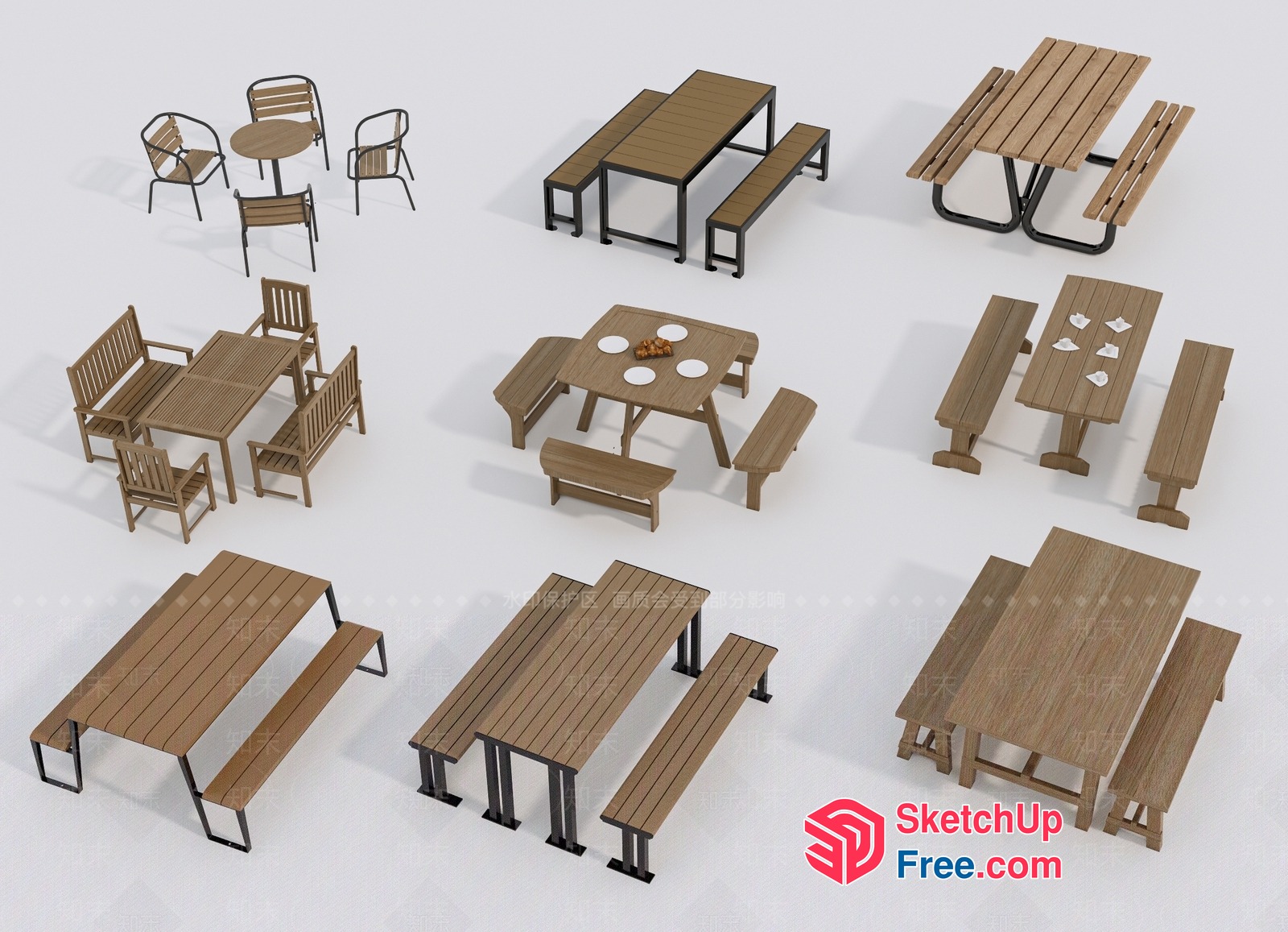 Modern Outdoor Dining Furniture Collection 3D SketchUp File