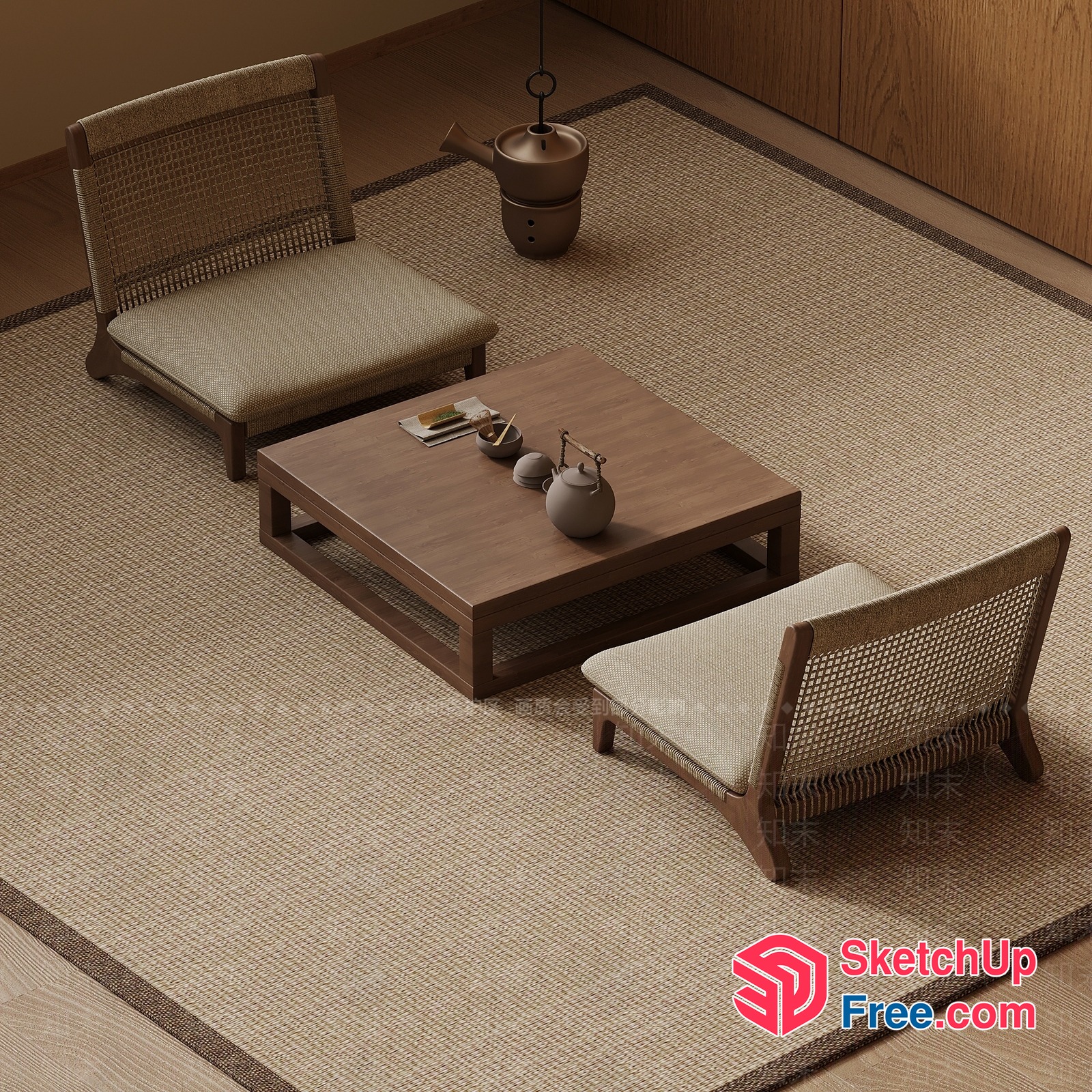 Japanese Style Minimalist Living Room 3D SketchUp File