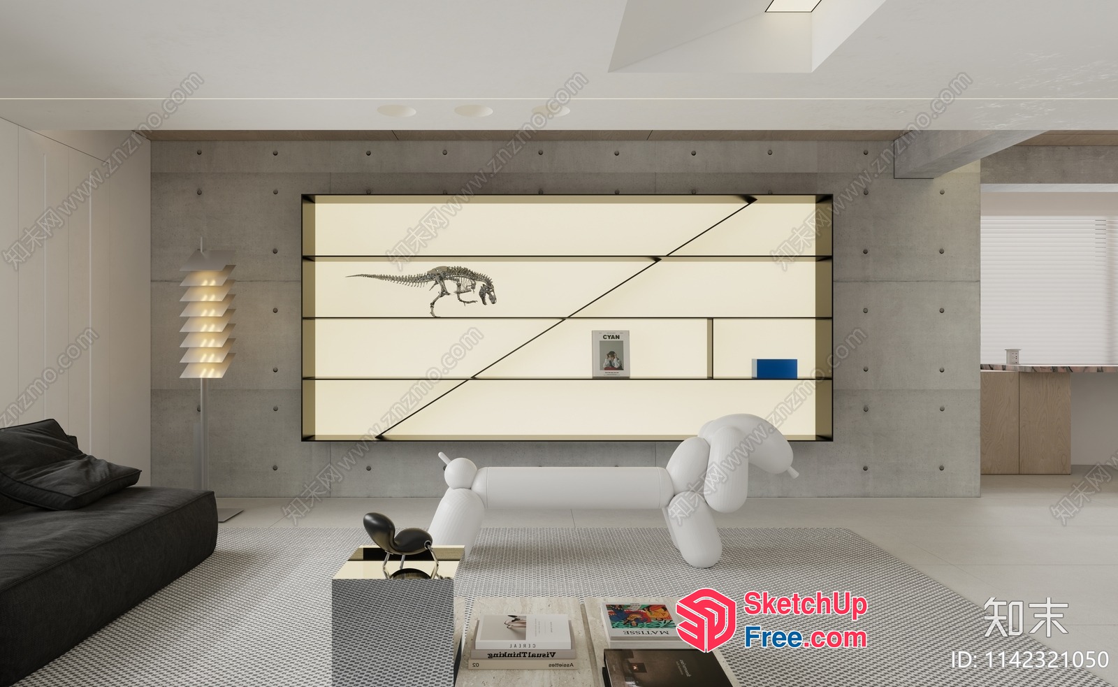 Modern Living Room With Balloon Animal Decor 3D SketchUp File