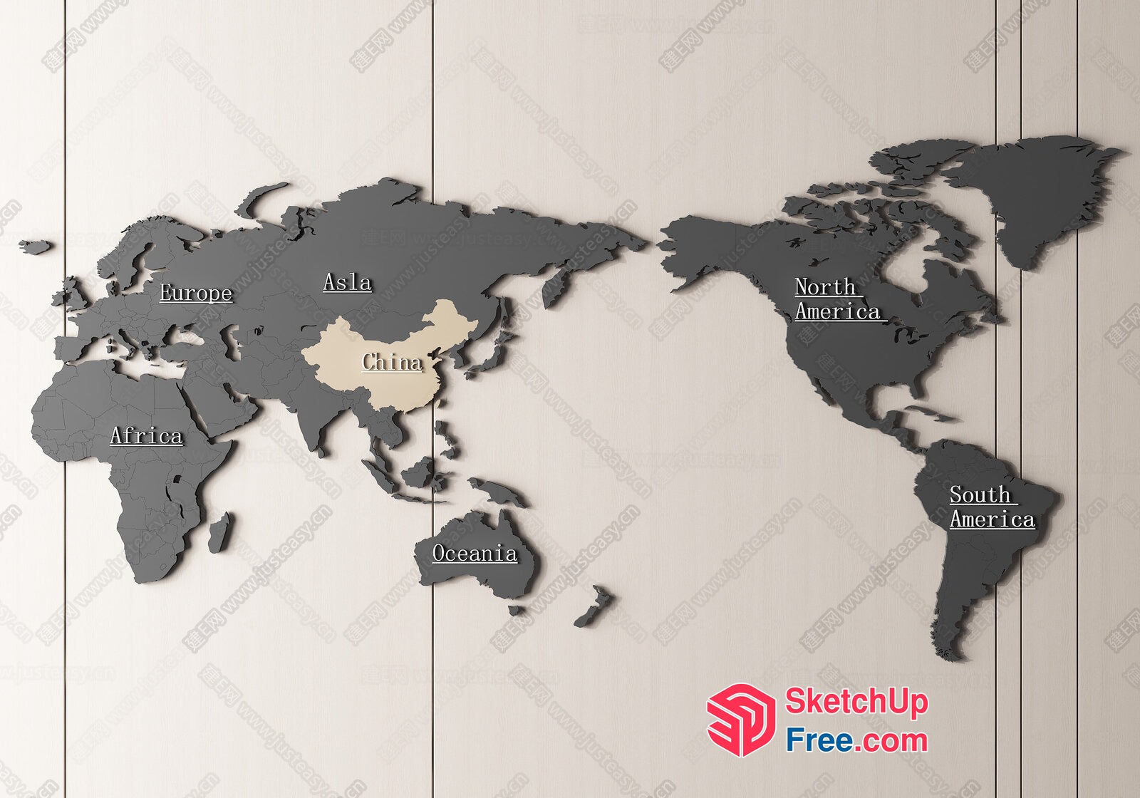 World Map Decor 3D SketchUp File