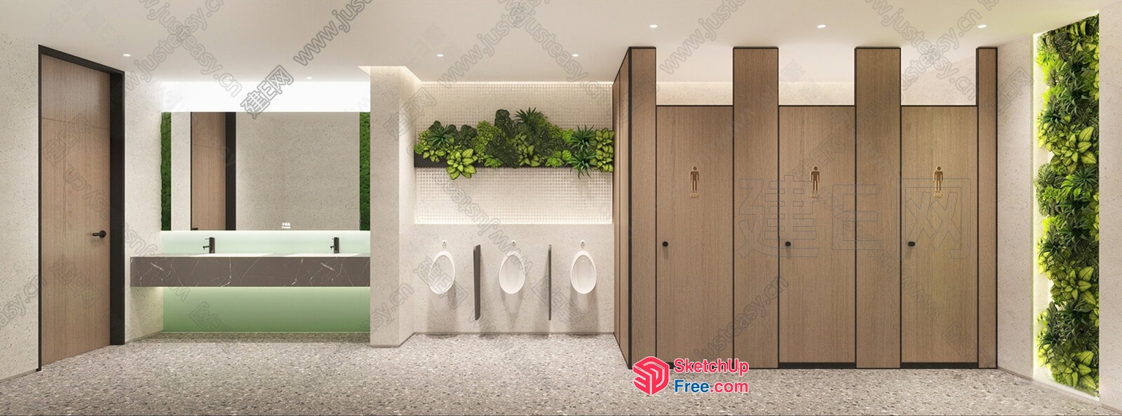 Modern Public Bathroom Interior 3D SketchUp File