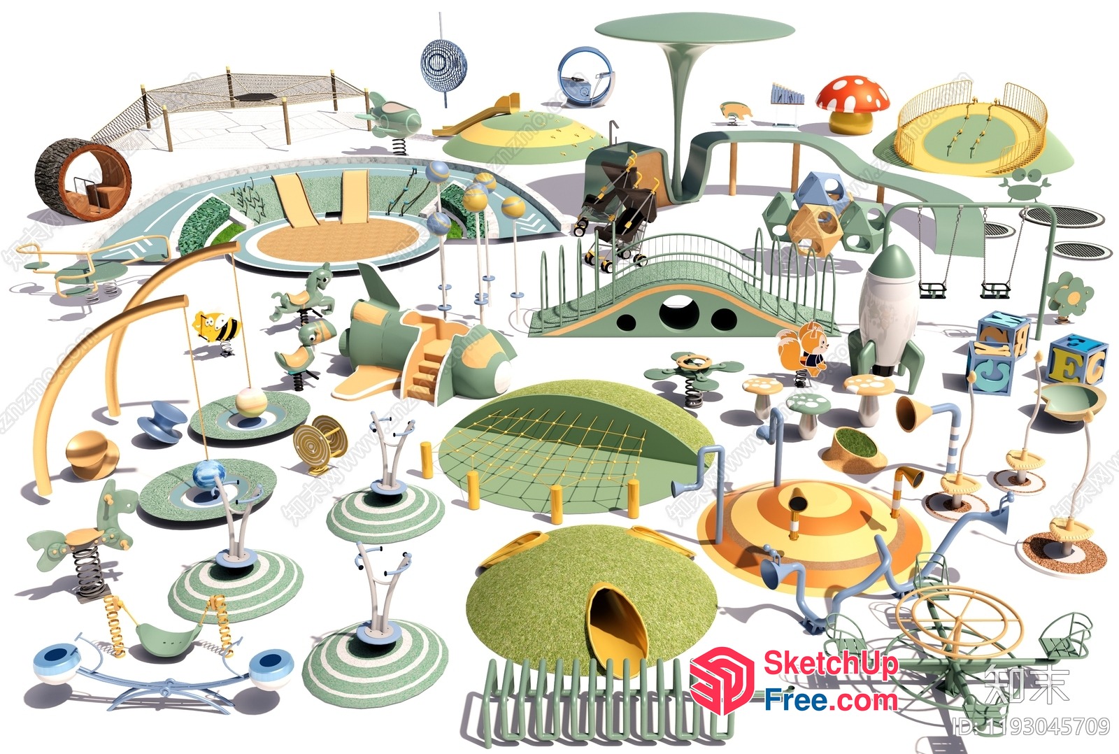 Futuristic Playground With Various Play Structures 3D SketchUp File