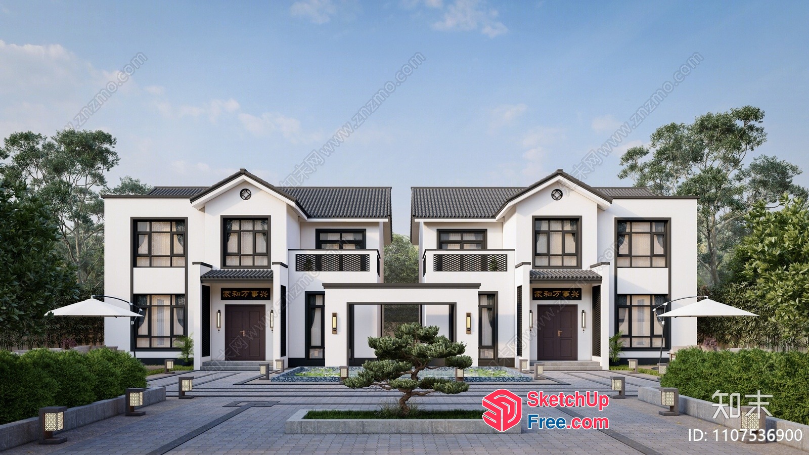 Elegant Japanese-Style Home Exterior 3D SketchUp File