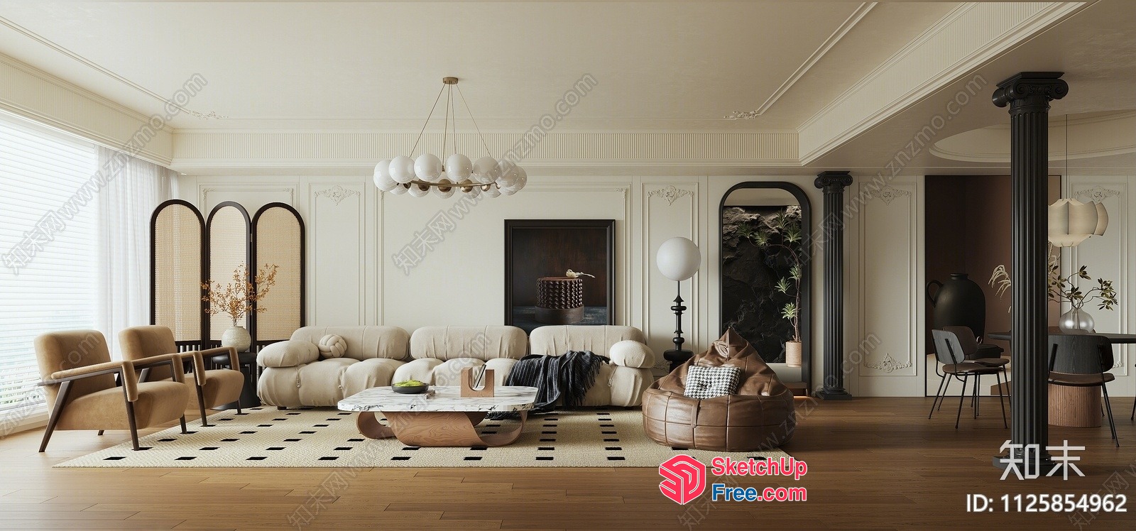 Elegant And Modern Living Room Interior 3D SketchUp File