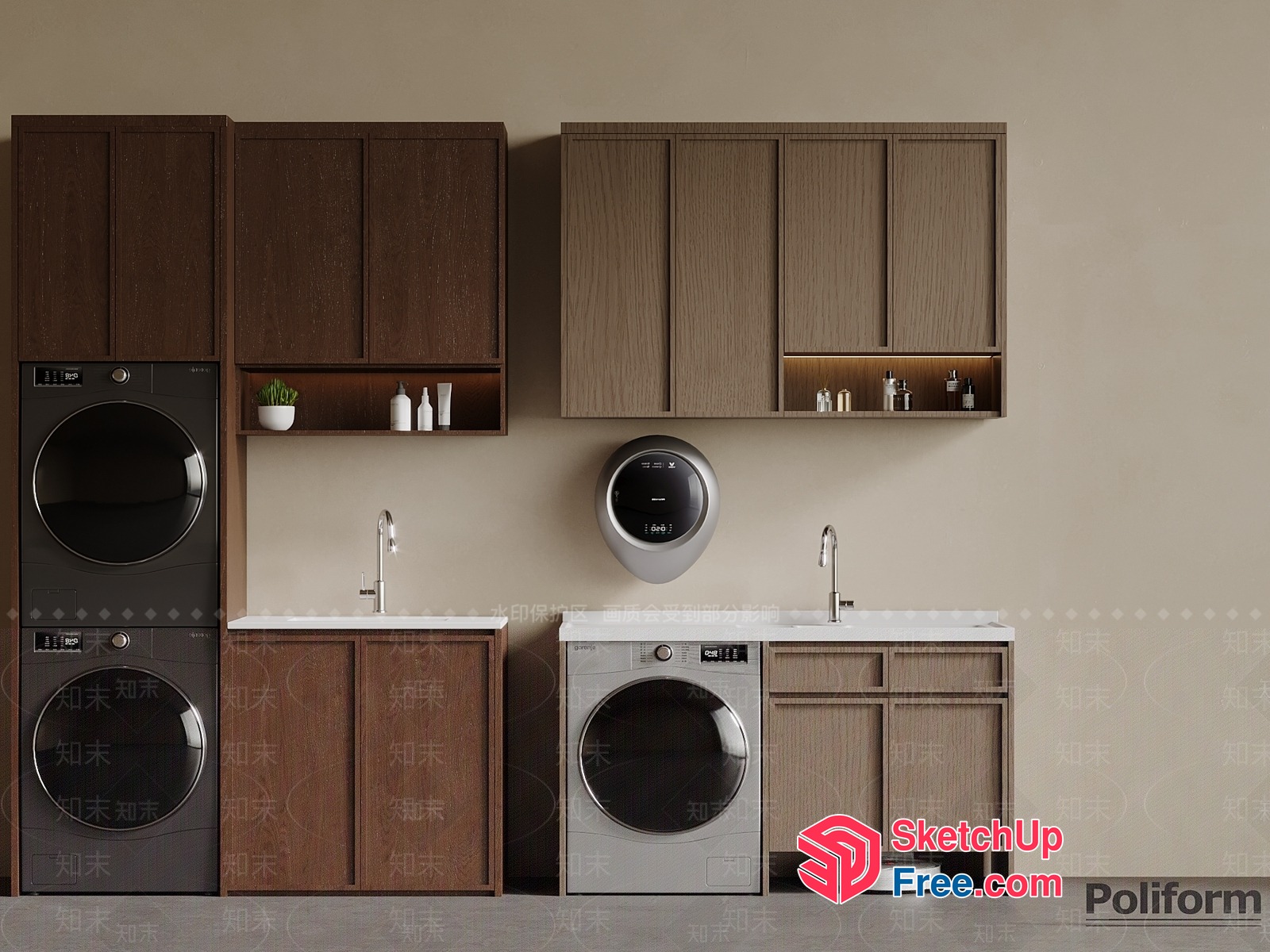 Modern Laundry Room With Sleek Appliances 3D SketchUp File