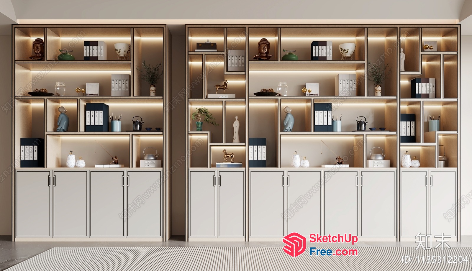 Modern Office Storage Unit With Ambient Lighting 3D SketchUp File