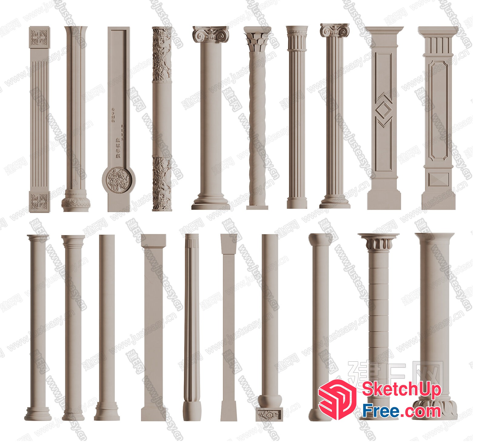 Architectural Pillars And Decorative Elements 3D SketchUp File