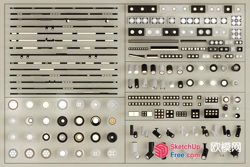 Various Modern Ceiling Light Options 3D SketchUp File