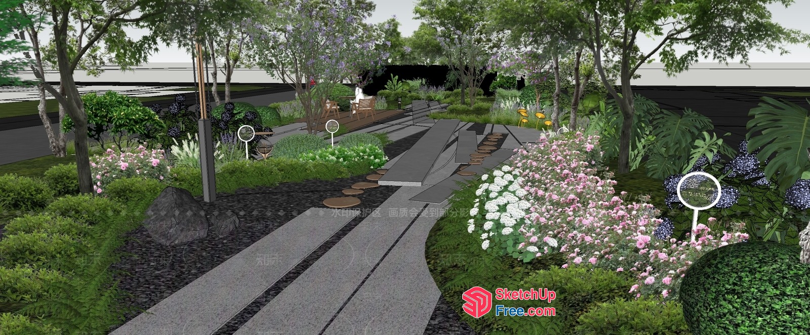 Luxurious Modern Japanese Garden 3D SketchUp File