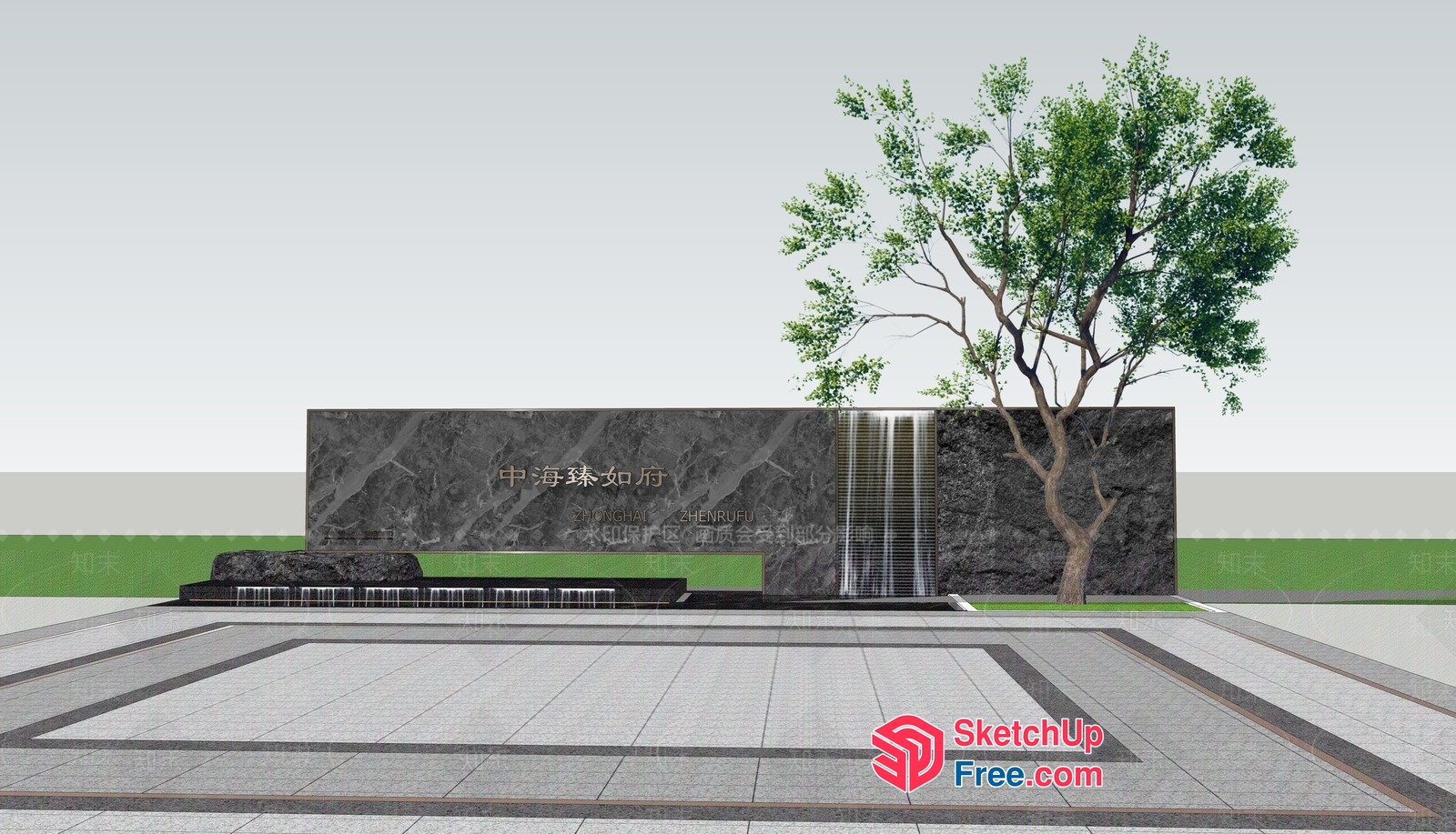 Modern Asian-Inspired Public Space 3D SketchUp File