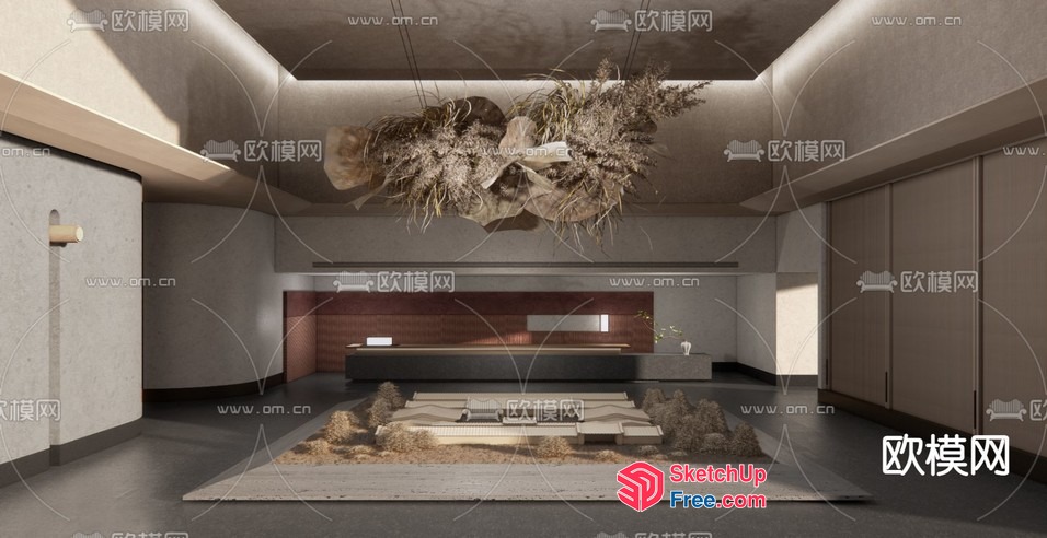 Modern Minimalist Interior With Natural Elements 3D SketchUp File