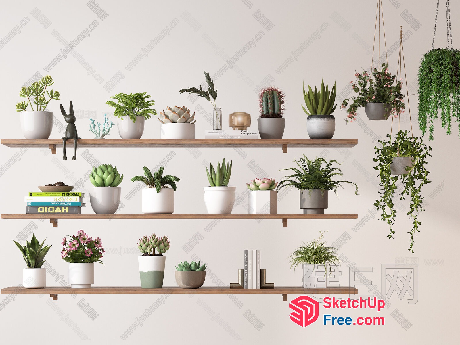 Potted Plants On Decorative Shelves 3D SketchUp File